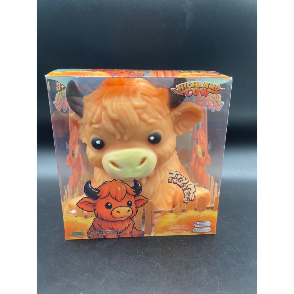 PPNC Highland Cow Squishy Squeeze Toy Orange Farm Animal Fidget Stress Relief